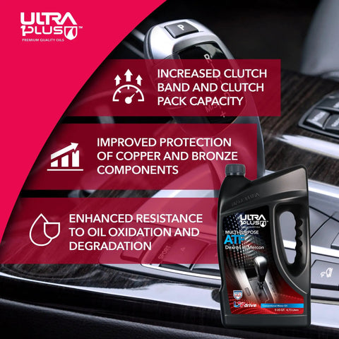 Image of Ultra Plus Dexron III Mercon Automatic Transmission Fluid For Smooth Shifts And Solid Performance, Easy Pour, 1 Gallon bottle.