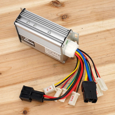 48V 1000W Brushed Motor Controller for Electric Scooters Bicycles and Trikes with black connector on a wooden surface