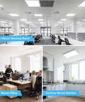 Four Pack 2x2 LED Flat Panel Lights With 3000K 4000K 5000K Color Temp, 40W 5000LM in office and kitchen settings