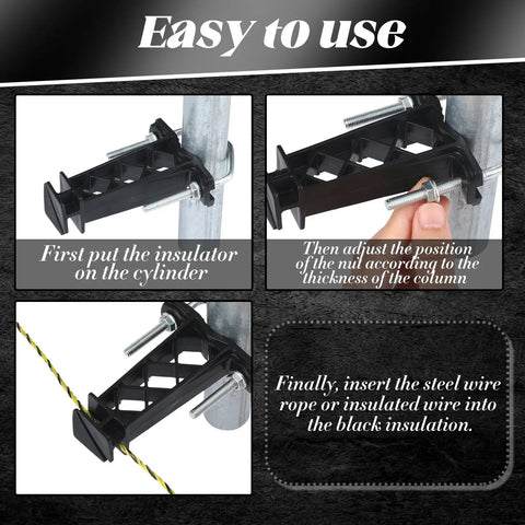 48 Pack Tube Post Insulators For Electric Fence Wire, T Post Insulators For Chain Link, Black installation steps
