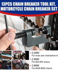 13 Piece Chain Breaker Tool Kit For Motorcycles, ATVs, And Bicycles, Heavy Duty Chain Cutter in action on a bicycle chain