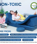 Non-toxic blue foam play couch for kids with safety certifications