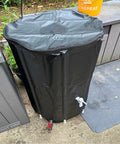 Heavy Duty Rain Barrel 1000L Storage Tank For Outdoor Use, Rugged Fabric Construction, Black Finish, on patio