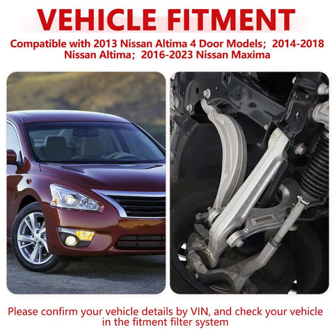 Beefed Up Front Lower Control Arm Suspension Kit For Nissan Altima 2014 To 2018 And 2013 Altima 4 Door 2016 To 2023 Maxima With Ball Joint Includes 2 Sway Bar Links 4 Outer And Inner Tie Rod Ends Direct OE Style Replacement installed on Nissan front suspension