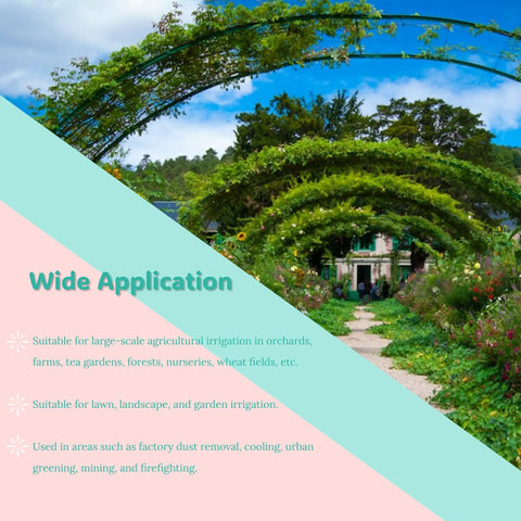 Wide application uses of 2 Inch Water Spray Gun For Big Coverage Rotary Sprinkler For Farm Lawn And Garden Irrigation.