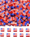 All American Flag Polymer Clay Beads Pack for DIY Jewelry Making, showing 100 USA flag Heishi spacer beads for crafts.