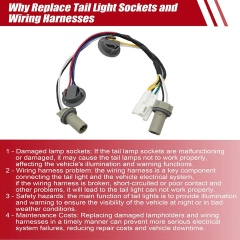 Rear Tail Light Socket And Wiring Harness Replacement For Hyundai Sonata Sedan 2011 2012 2013 2014 2.0L 2.4L Direct Fit Plug And Play Connector 92450-3Q000 924503Q000 92450 3Q000