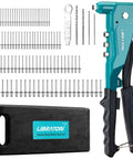 Heavy Duty Pop Rivet Gun Set With Aluminum Hand Riveter Workhorse 4 Interchangeable Heads 110 Piece Rivet Kit and case