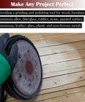 Pro Grade 9 Inch Drywall Sanding Discs Set used on wooden surface with hook and loop backing, six hole design for electric sanders.