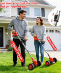 Couple using 24V Cordless Weed Wacker With Three In One Trimmer Edger And Brush Cutter Includes Two Batteries And Charger Wheels