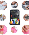 Portable Mini Sewing Kit For Travel And Home Use With Zipper Case And 74-Piece Gear Includes 12 Color Threads Scissors Needles