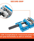 5 Inch Unigrip Drill Press Vise With 4-3/8 Inch Jaw Opening Built Tough For Daily Shop Use Cast Iron Body With Precision Ground Base And Bed highlighting secure grip mechanism