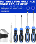 19 Piece Hand Tool Set With Easy Carrying Pouch For DIY And Home Maintenance Includes Magnetic Screwdrivers and Hex Keys