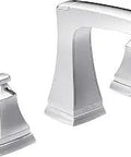 No Fuss 8 Inch Widespread Chrome Bathroom Faucet For Vanity With Three Hole Sink Includes Metal Push Pop Drain Assembly Easy DIY Install And Durable Plumbing Fixture