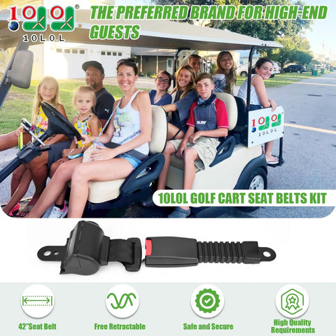 4 Pack Universal Retractable Golf Cart Seat Belts Kit Fits Yamaha Club Car EZGO Go Kart ATV UTV Front Or Rear Seats