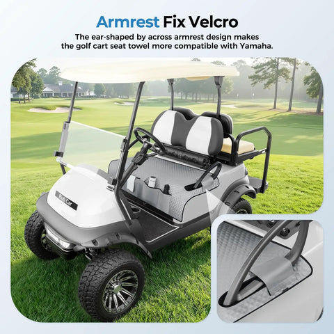 Ride Ready Golf Cart Seat Cover Towel Blanket With Armrest Strap And Pockets Universal Front Seats Fit Club Car EZGO Yamaha