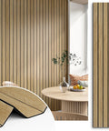 3D Brown Wood Wall Panels Peel And Stick Acoustic Slat Paneling For Bedroom Living Room Office DIY Friendly Easy Install