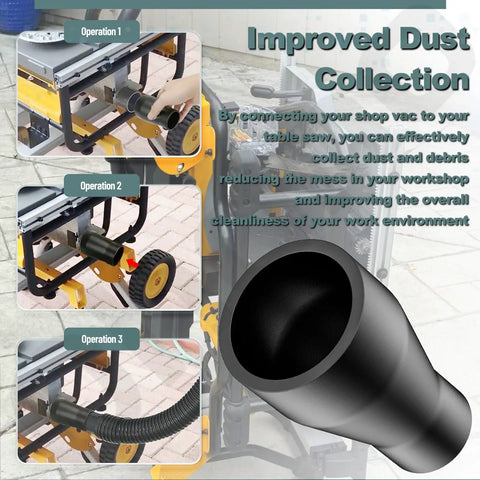 Heavy Duty Table Saw Dust Collection Adapter Two And A Half Inch Outlet Down To One And Seven Eighths Inch Vacuum Hose Universal Fit