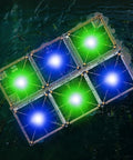 2 Pack Underwater Fishing Light Kit 12V 15W Submersible LED Lure Lamp with 16.4ft cord glowing blue and green underwater