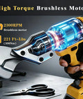 Cordless Brushless Sheet Metal Shear Bare Tool Works With 20V Max Batteries 360 Degree Pivoting Head 14 Gauge Cutting Capacity For Stainless Steel Iron Leather Carpet Multi Material Cutter Tool Only with high torque brushless motor and 2300RPM