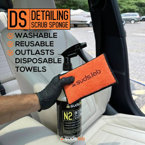 Microfiber Detailing Scrub Pads 2 Pack For Car Interior Cleaning And Detailing Safe On Leather Vinyl Plastic Scratch Free sponge