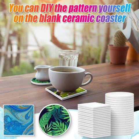 72 Pieces Sublimation Coaster Blanks With Cork Pads White Ceramic Tiles For Heat Transfer DIY Mug Mats Craft Supplies
