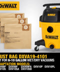 3 Pack Dust Bags for 6-10 Gallon Wet Dry Vacuums with Durable Filtration, Fits DXV06P DXV09P DXV10P shown with vacuum