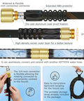Non Expanding Garden Hose 100 Ft With Kink Free Flex Lightweight Yet Durable Water Hose 10 Pattern Spray Nozzle Leak Proof Design 3/4 Inch Swivel Connectors Heavy Duty Fabric Portable Storage Strap For Easy Carry, 3/4-inch connector and storage strap