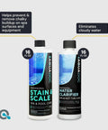 16 fl oz bottles of AquaDoc Stain & Scale and Water Clarifier for spa care