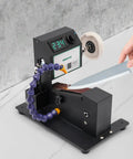 Mini Belt Sander Electric Polishing Machine For Metalworking And Wood in use with knife, showing wet dry operation.