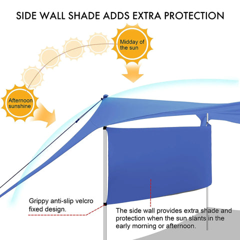Beach Canopy Tent Shade With Sidewalls 10x10 Feet 6.6 Ft Tall Easy Up Pop Up Shelter UPF50 Sun Protection with Velcro Side Panel