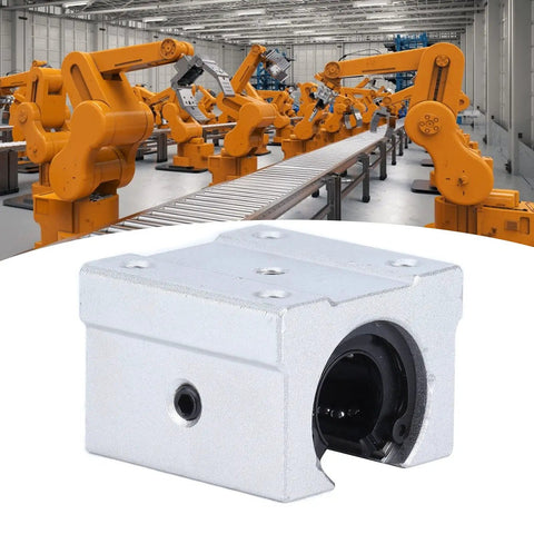 Rock Solid Linear Ball Bearing Slides Sbr16uu 16mm Aluminum cylinder with robotics in background for automation projects.