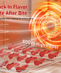 Digital Food Dehydrator With Ten Broad Trays To Whip Up Juicy Jerky Crispy Fruit Chips Dried Herbs And Quality Dog Chews running with 800W high power.