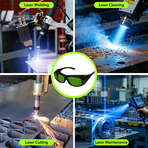 Heavy Duty Laser Safety Glasses Delivering Straight Up OD7 Plus Kick Against 800 To 1100 Nm Rays Shop Ready Welder Eyewear capturing laser welding, cutting, cleaning, and maintenance tasks.