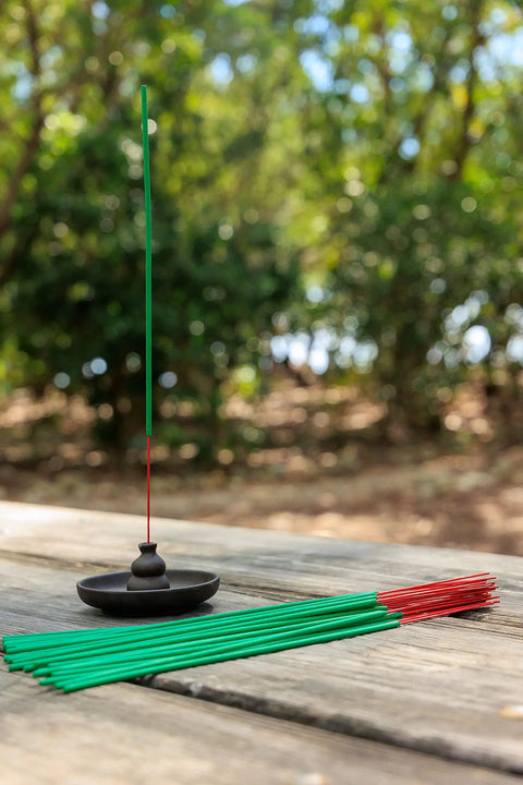 Go-To All Natural Citronella Mosquito Repellent Incense Sticks For Outdoor Patio And Travel, single stick on wooden table.