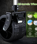 Close-up of all-terrain wheel for Heavy Duty Collapsible Wagon With 400 Lb Capacity For All Terrain Big Wheels Ideal For Sand Beach Camping Garden And Sports Folding Utility Cart Black.