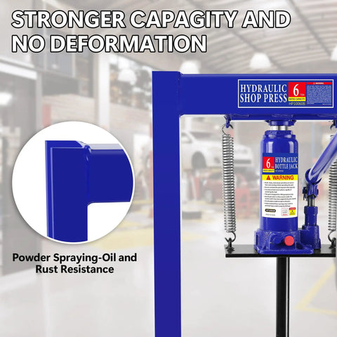 Beefy Shop Press For Auto Repairs And DIY Projects With Easy Setup Blue Powder Coated Steel Frame, Durable Bearings