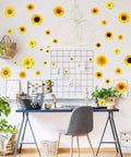 72 Pieces Sunflower Wall Sticker Set Peel And Stick 3D Removable Waterproof Decals for a bedroom workspace wall decor