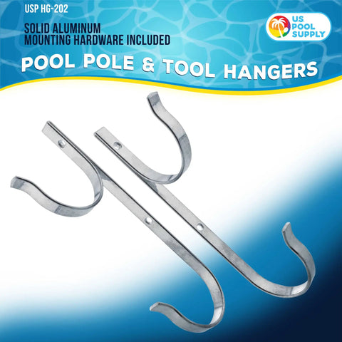 Two Pack Aluminum Pool Pole Hangers With Mounting Hardware For Inground And Above Ground Pools Heavy Duty Pool Pole Hooks