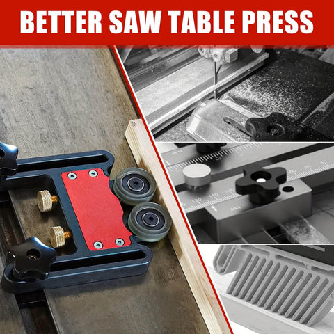 Double Wheel Bearing Stock Roller For Featherboards On Table Saws Router Tables And Band Saws Jig Guide Pro Grade Aluminum Alloy With Anodized Finish And Durable Polyurethane Wheels Spring Loaded For Smooth Feeding Built To Last in use with saw.