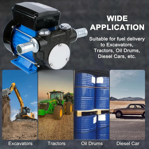 Heavy Duty Electric Oil Transfer Pump 110V Generating 18 Gpm Lightning Fast Flow And A Rock Solid 49 Ft Lift for excavators and tractors.