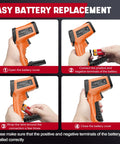 Steps to replace battery in Infrared Thermometer Gun Non Contact Digital Laser Temp Tool Pro Grade With Emissivity Adjustable