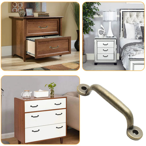 10 Pieces Zinc Alloy Vintage Pull Handles Set With Mounting Screws on furniture, showcasing installation on drawers and cabinets