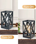 2 Pack Retro Battery Powered Table Lamps Cordless Nightlight Set For Living Room Bedroom Dining Room Entryway Patio Backyard Black Finish Lantern Style