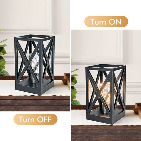 2 Pack Retro Battery Powered Table Lamps Cordless Nightlight Set For Living Room Bedroom Dining Room Entryway Patio Backyard Black Finish Lantern Style