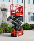 Heavy Duty Hydraulic Lift Platform Production Line Docking Table in an outdoor setting, showcasing its height adjustment and sturdy design.