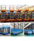 Heavy Duty Electric Hydraulic Scissor Lift Table Mobile Industrial Cargo Platform 16 Feet Adjustable side view with multiple units.