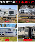 Various dual axle RVs and trailers suitable for Heavy Duty Wheel Chocks Stabilizer For RVs Travel Trailers And Trucks Drill Adjustable 2 Pack