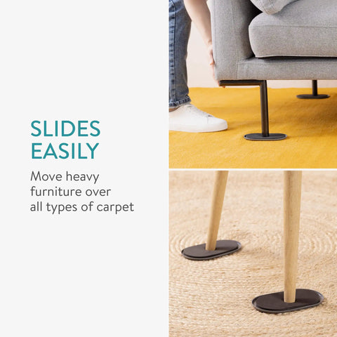 Sixteen Piece 6 Inch Oval Furniture Sliders For Carpet Glide Heavy Sofas Chairs Tables And More Across Carpeted Floors With Ease
