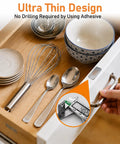 Ultra Slim Magnetic Cabinet Door Catch Set Of 8 with no drill installation shown in kitchen drawer